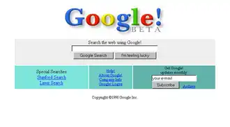 Google's homepage in 1998