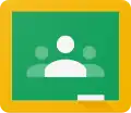 The Google Classroom logo, featuring a green chalkboard with an icon of 3 people on it.