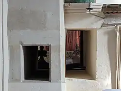 A double squint in St Peter's Church at Great Haseley, Oxfordshire, England. March 2025.