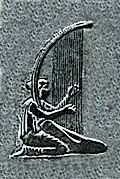 modern depiction of relief sculpture showing Greek harp