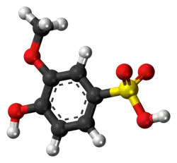 Ball-and-stick model of the Guaiacolsulfonic acid