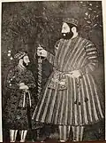 Guru Hargobind (right) with his grandson, the young Har Rai (left).