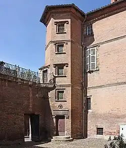 Lateral stair-tower.