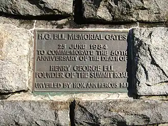 Plaque commemorating Harry Ell at the Sign of the Takahe