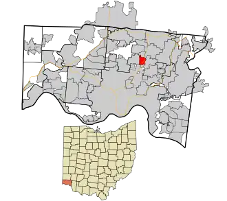 Location in Hamilton County and the state of Ohio