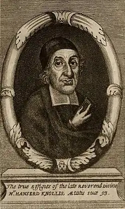 The True Effigies of the Late Reverend Divine Hanserd Knollis, Aestatis Suae 93.