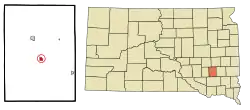 Location in Hanson County and the state of South Dakota