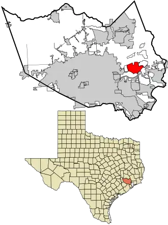 Location of Channelview in Harris County and Texas