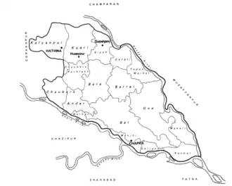 Map of the Hathwa chieftaincy in 1900