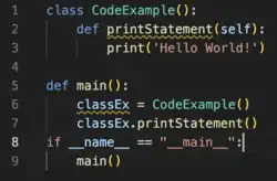 Block of Python code showing sample source code