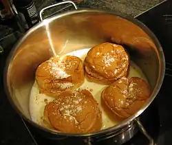 Semla served with warm milk