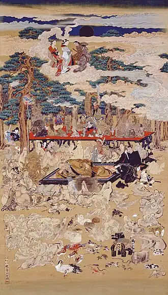Hokkai Dōjin Taking a Nap Under the Trees (1886), by Kawanabe Kyōsai[1] (Matsuura Takeshirō Memorial Museum)