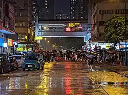 At 8 PM, the protesters moved to Yi Pei Square of Tsuen Wan, where there had been a suspected attack by white-shirted individuals earlier in the day.