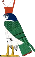 Horus represented as a crowned falcon