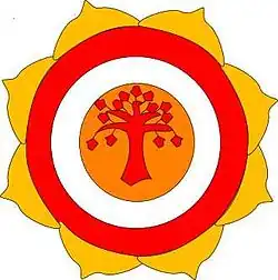 Tree inside two circles inside a lotus flower