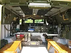 The interior of a Humber Pig seen from the rear