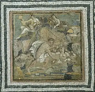 Central panel of the floor mosaic of a Roman villa, with Hylas and the nymphs (late 2nd century BC - early imperial period)