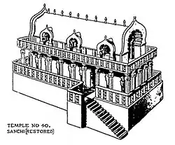 Illustration of Temple 40 at Sanchi, dated to the 3rd century BCE[45]