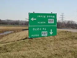 Damaged signs off exit&nbsp;2, which has since been removed
