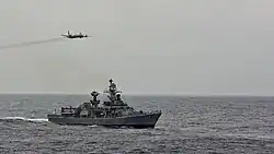Mumbai along with an Il-38 during an exercise.