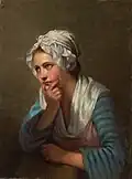 Girl Leaning on Her Hand, copy of detail in Jean-Baptiste Greuze’s painting “L’accordée de village” - Finnish National Gallery