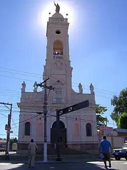 A front view of the church