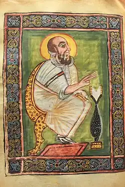 Image 21An Ethiopian illuminated Evangelist portrait of Mark the Evangelist, from the Ethiopian Garima Gospels, 6th century AD, Kingdom of Aksum (from History of painting)