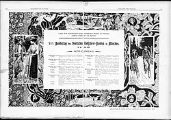 Two page spread illustration by Frank C. Papé in Radlerin und Radler magazine. (1899)