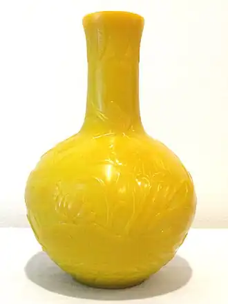 Early 19th century Peking glass vase in Imperial Yellow.