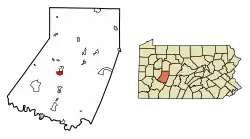 Location of Indiana in Indiana County, Pennsylvania