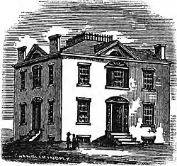 A sketch of the second official Governor's Mansion, located in Indianapolis