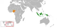 Map indicating locations of Indonesia and Nigeria