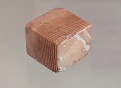 Indus Valley Civilization weight in veined jasper, excavated in Susa in a 12th-century BCE princely tomb. Louvre Museum Sb 17774.[88]