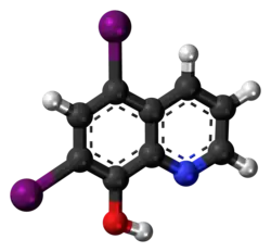 Ball-and-stick model of the diiodohydroxyquinoline molecule