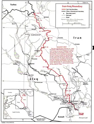Map of the Iran–Iraq border