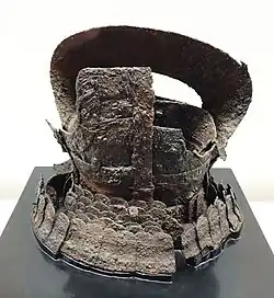 Kofun period armour, made of iron plate sewn with leather strings. 5th century Japan. Tokyo National Museum.