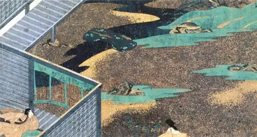 Tsukiri-e painting, Ise Monogatari Emaki&nbsp;[fr], 14th century