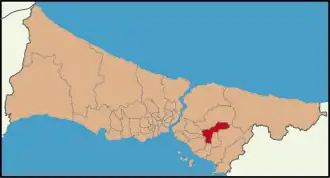 Map showing Sancaktepe District in Istanbul Province