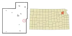 Location within Jackson County and Kansas