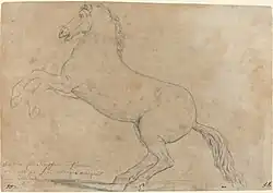 Jacques-Louis David, An Antique Sculpture of a Horse, 1780, graphite laid on paper (National Gallery of Art)