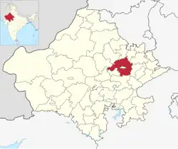 Location of Jaipur Rural district in Rajasthan