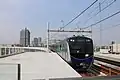 The Jakarta MRT TS12 rolling stock entering Fatmawati Indomaret Station.