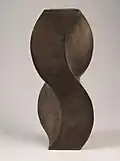 Cast vase S-shaped, bronze-colored glazed, 1975