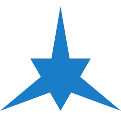 A blue Ido star – an equilateral triangle overlaid on a blue concave isotoxal hexagon.