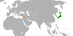 Map indicating locations of Japan and Syria