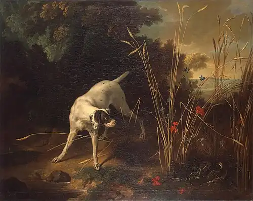 Dog Pointing a Partridge (1725), 129 x 162&nbsp;cm. Hermitage Museum