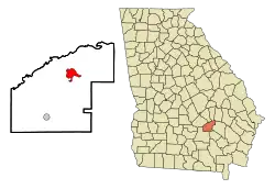 Location in Jeff Davis County and the state of Georgia