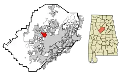 Location in Jefferson County and the state of Alabama