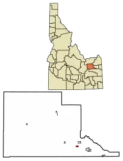 Location of Lewisville in Jefferson County, Idaho