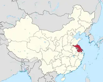 Location of Jiangsu in China